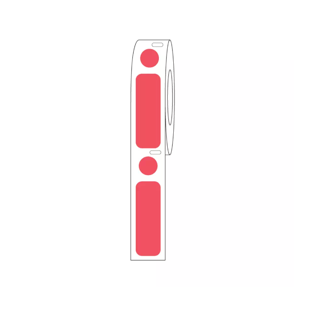 DIRECT THERMAL CRYO LABEL 38x13mm & 9.5mm Dot for 2.0ml Tubes/Vials Red