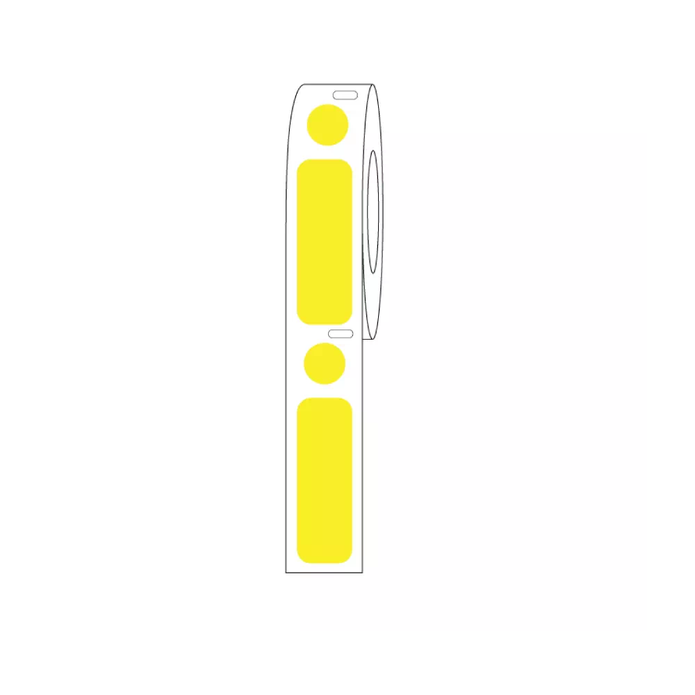 DIRECT THERMAL CRYO LABEL 38x13mm & 9.5mm Dot for 2.0ml Tubes/Vials Yellow