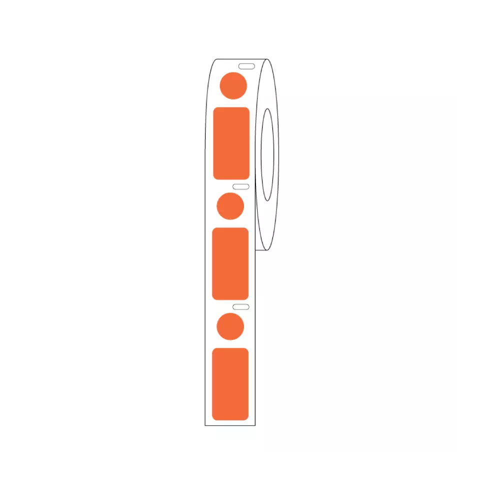 DIRECT THERMAL CRYO LABEL 24x13mm & 9.5mm Dot for 1.5ml Tubes/Vials Orange