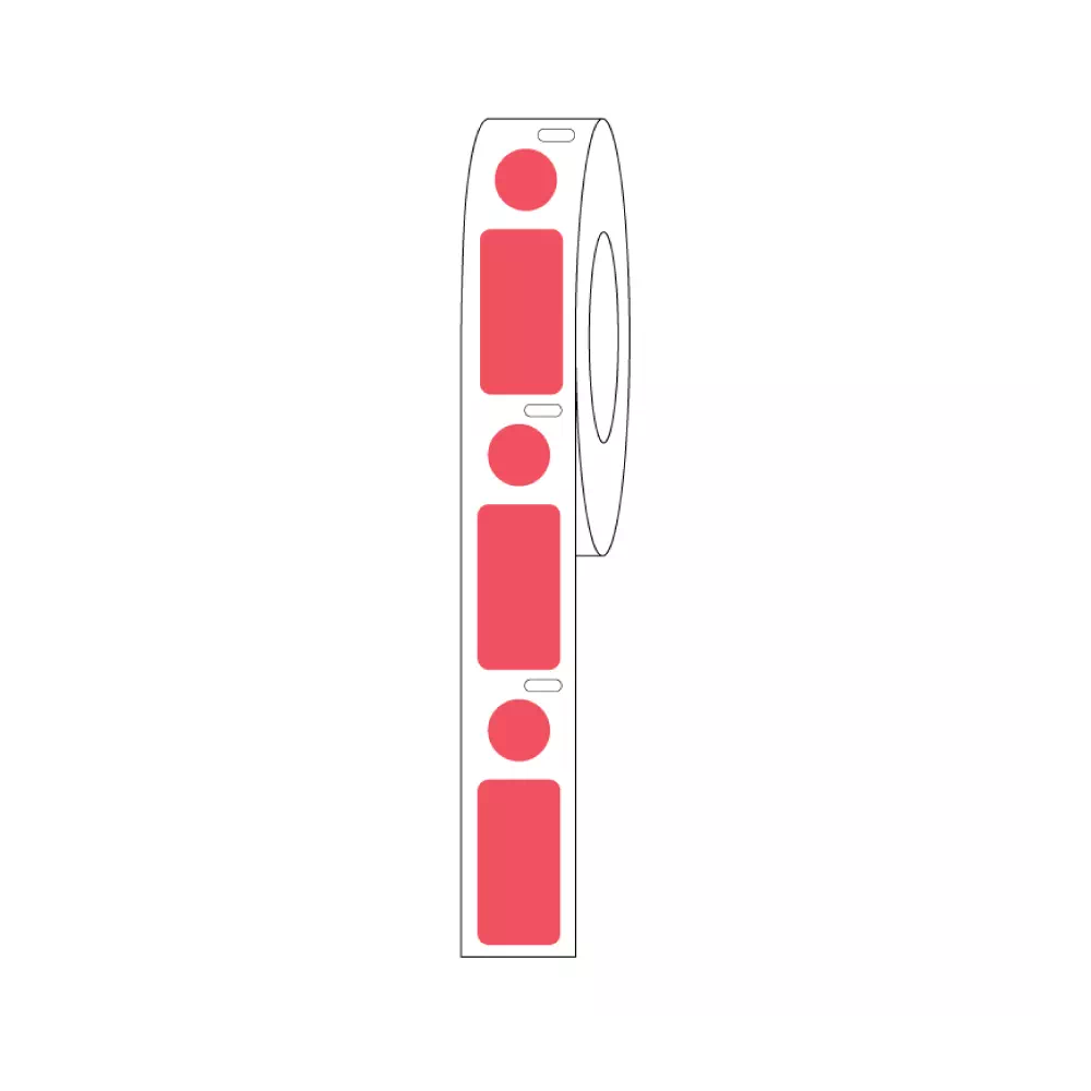 DIRECT THERMAL CRYO LABEL 24x13mm & 9.5mm Dot for 1.5ml Tubes/Vials Red