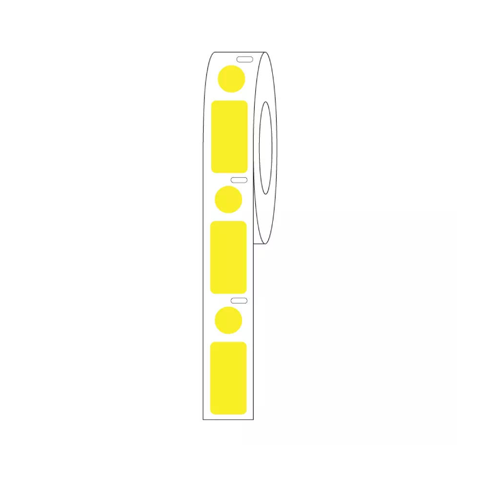 DIRECT THERMAL CRYO LABEL 24x13mm & 9.5mm Dot for 1.5ml Tubes/Vials Yellow