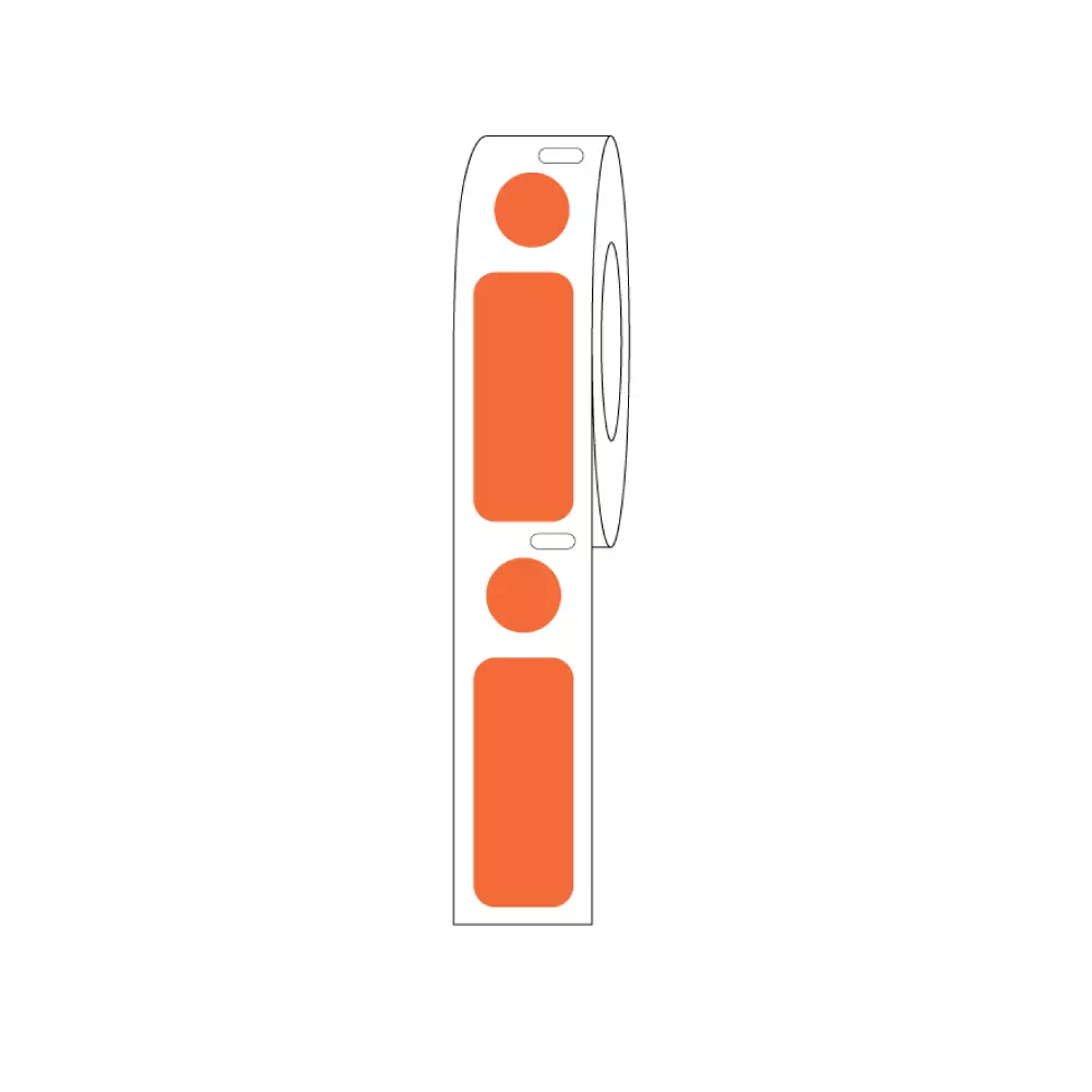 DIRECT THERMAL CRYO LABEL 33x13mm & 9.5mm Dot for 2.0ml Tubes/Vials Orange