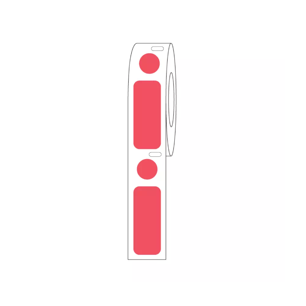 DIRECT THERMAL CRYO LABEL 33x13mm & 9.5mm Dot for 2.0ml Tubes/Vials Red