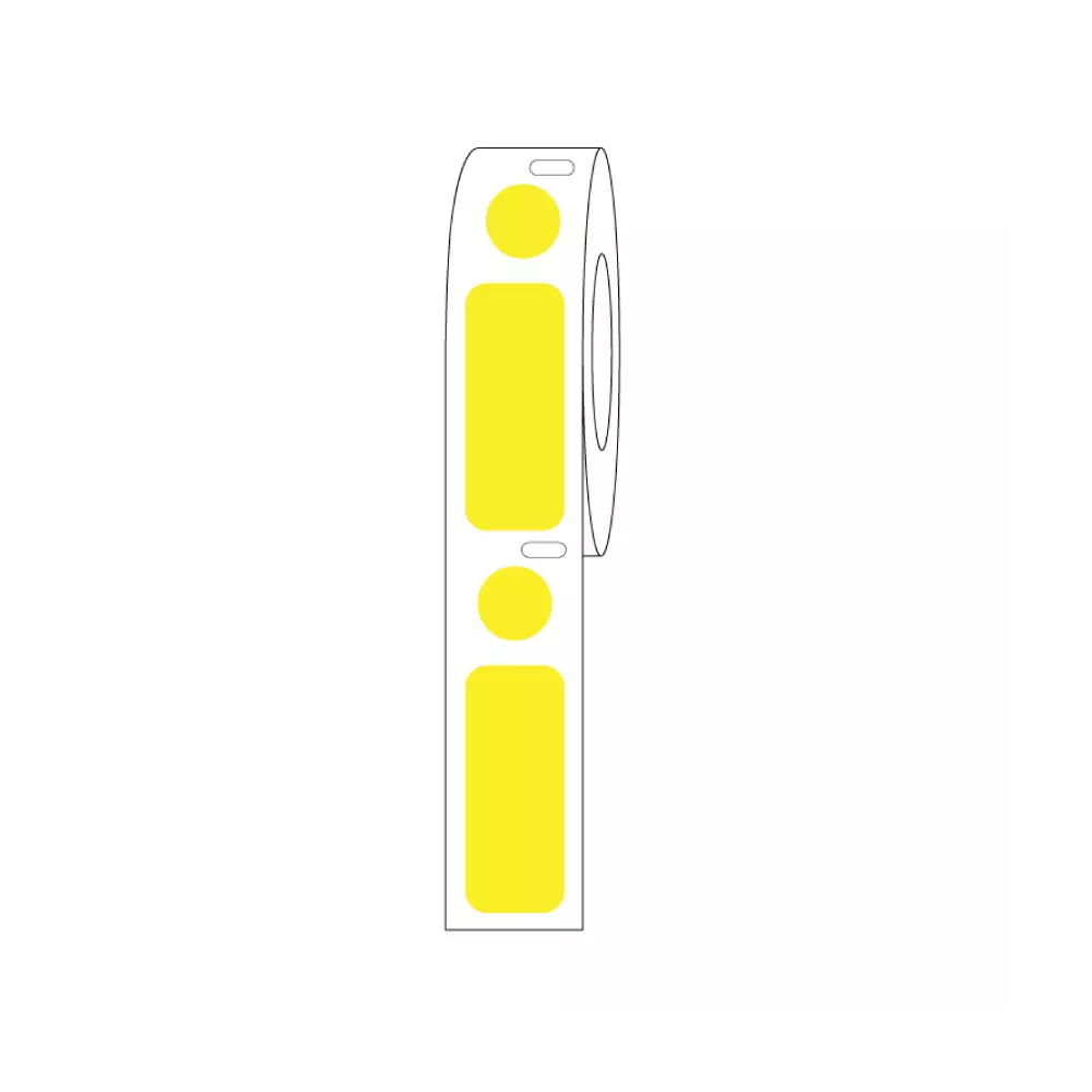 DIRECT THERMAL CRYO LABEL 33x13mm & 9.5mm Dot for 2.0ml Tubes/Vials Yellow