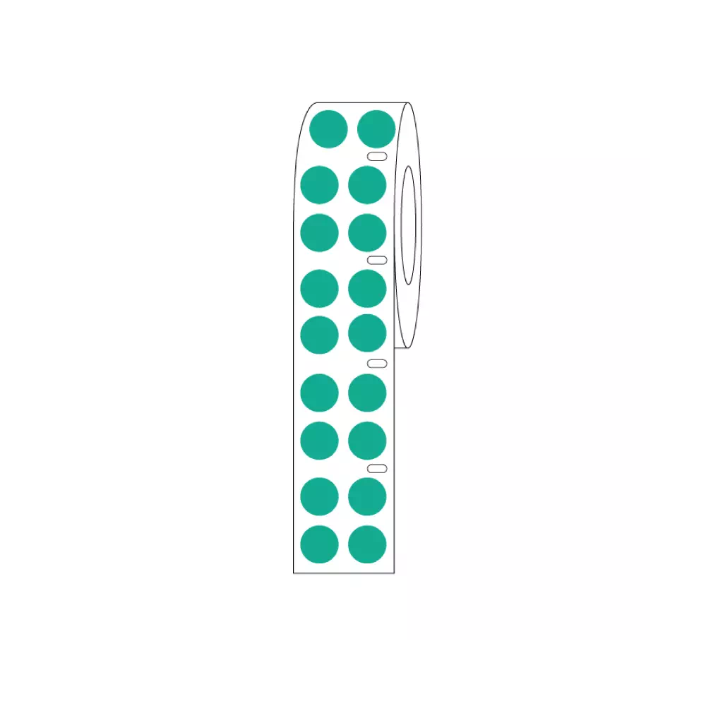 DIRECT THERMAL CRYO LABEL 13mm Dots for 2.0ml Tubes/Vials Green