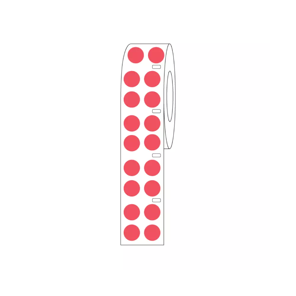 DIRECT THERMAL CRYO LABEL 13mm Dots for 2.0ml Tubes/Vials Red