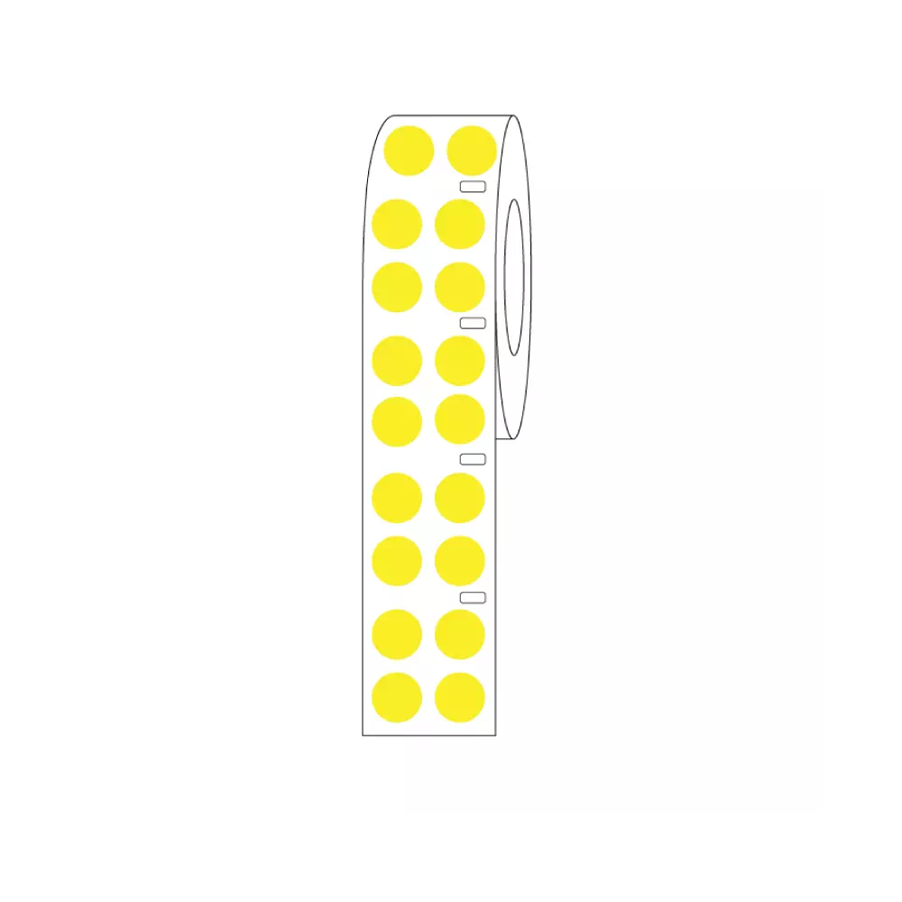 DIRECT THERMAL CRYO LABEL 13mm Dots for 2.0ml Tubes/Vials Yellow