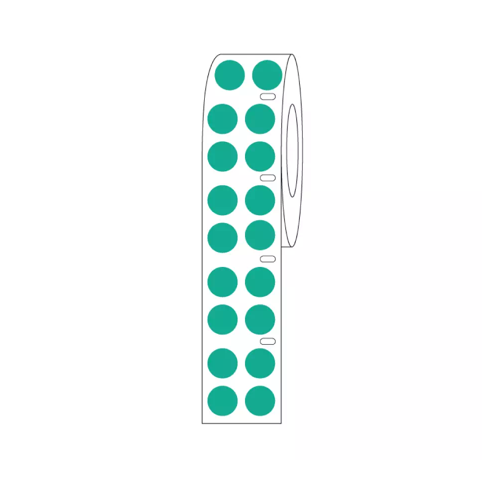 DIRECT THERMAL CRYO LABEL 9.5mm Dots for 1.5ml Tubes/Vials Green