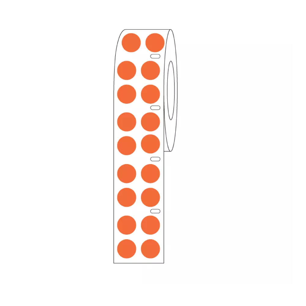 DIRECT THERMAL CRYO LABEL 9.5mm Dots for 1.5ml Tubes/Vials Orange