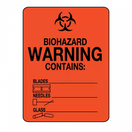 Biohazard Contains: Blades/Needles/Glass label