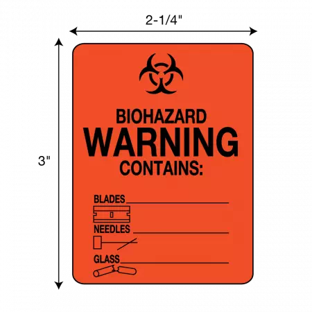 Biohazard Contains: Blades/Needles/Glass label