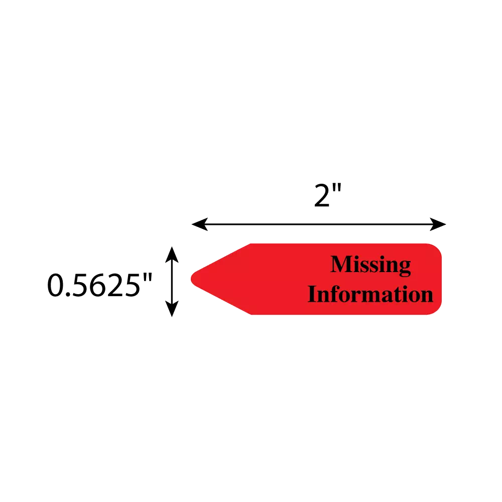Labeling Flag - Imprinted - Missing Information - Red - Re Fill - 9/16