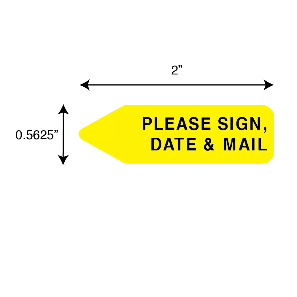 Labeling Flag - Imprinted - sign date mail - Yellow - Re Fill - 9/16
