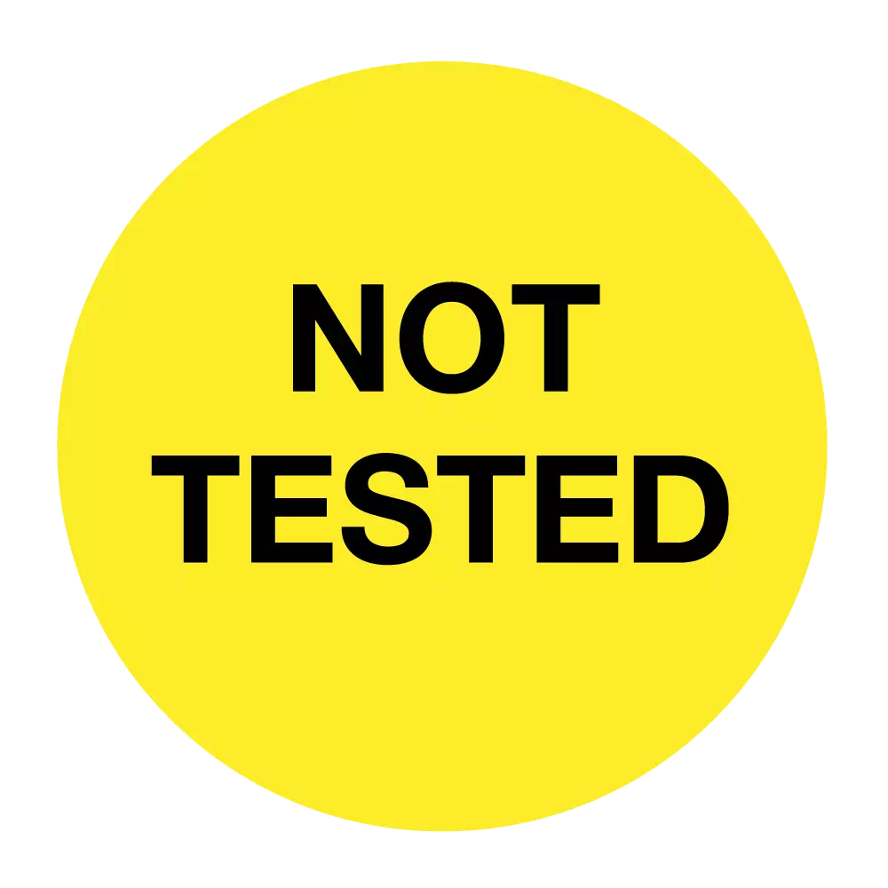 NOT TESTED LABEL - 1" X 1" CIRCLE-YELLOW
