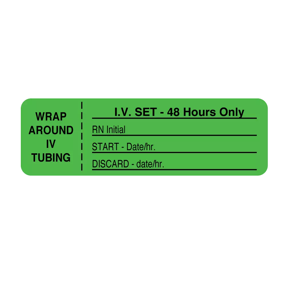 CMA Hourly IV Tubing Label - I.V. Set 48 Hours Only