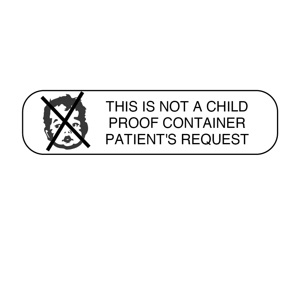 Auxiliary Label, This is Not a Child Proof Container