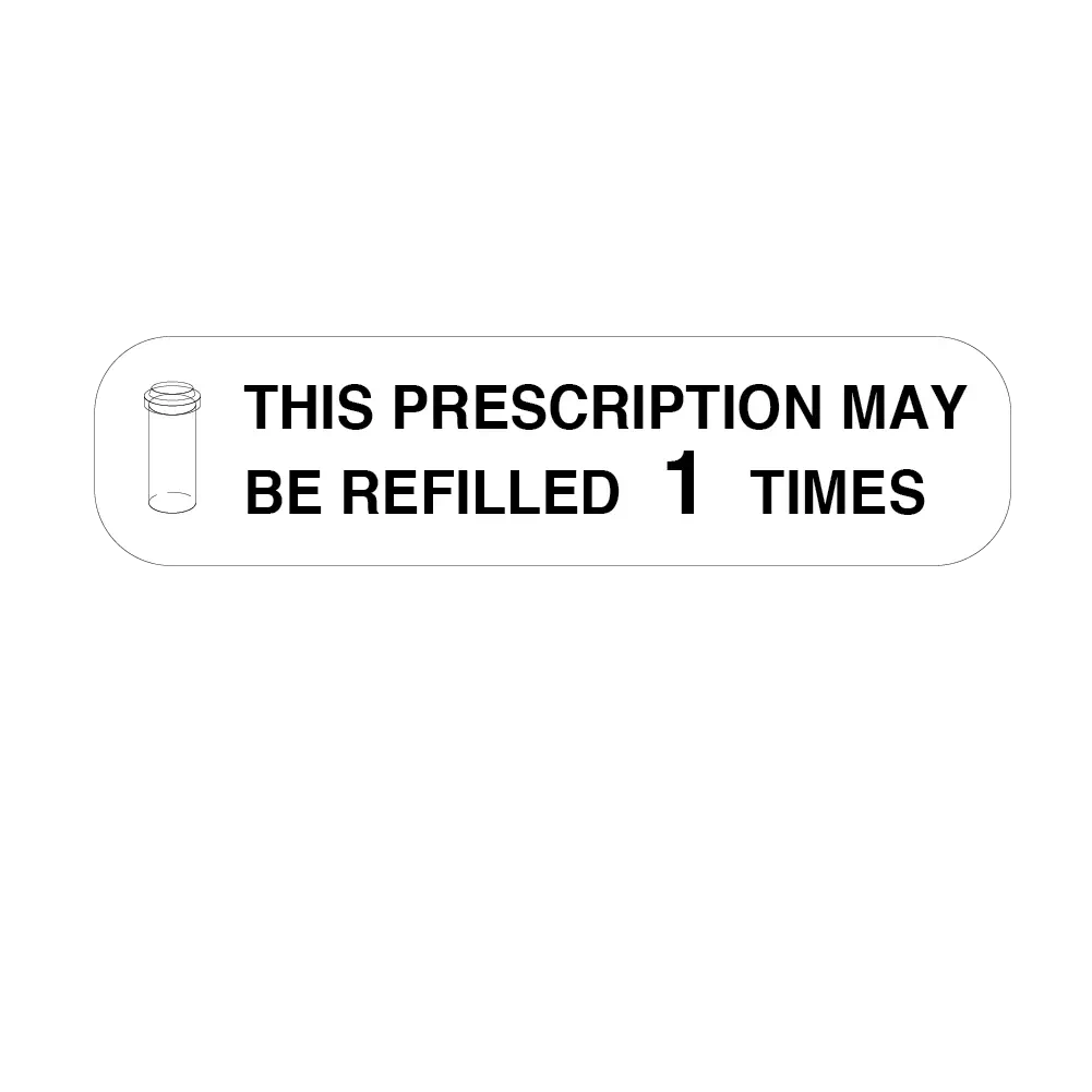 Prescription May Be Refilled 1 Times White Auxiliary Label