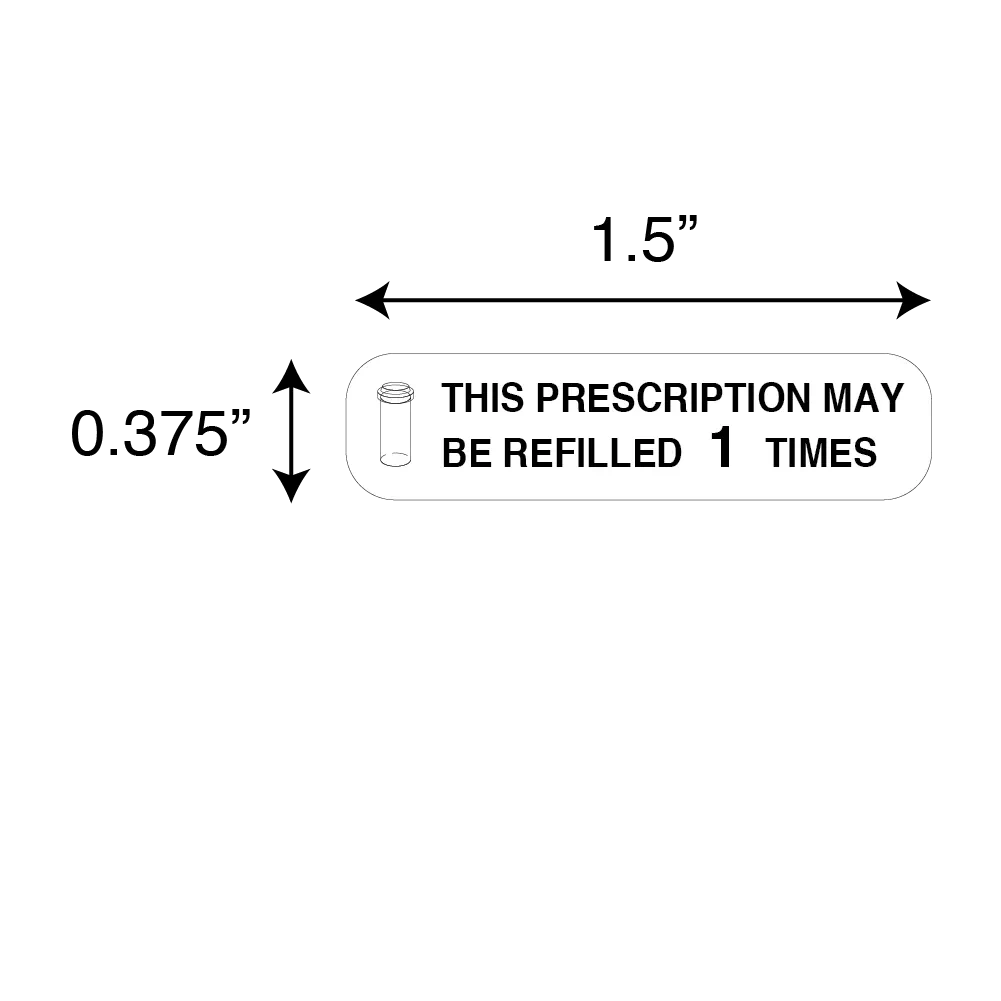 Prescription May Be Refilled 1 Times White Auxiliary Label