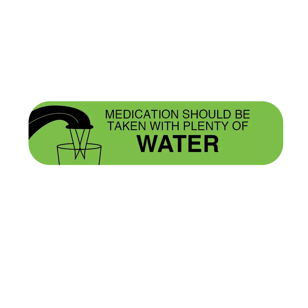 Auxiliary Label, Medication Should Be Taken with Water
