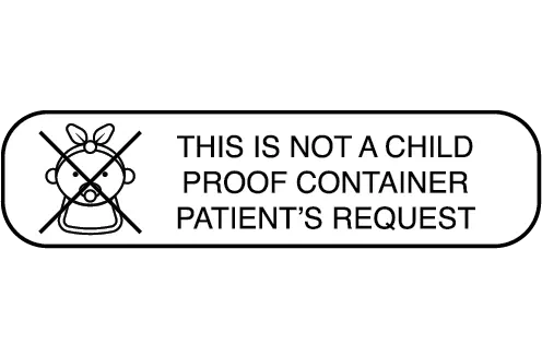 Auxiliary Label, This is not a Child Proof Container