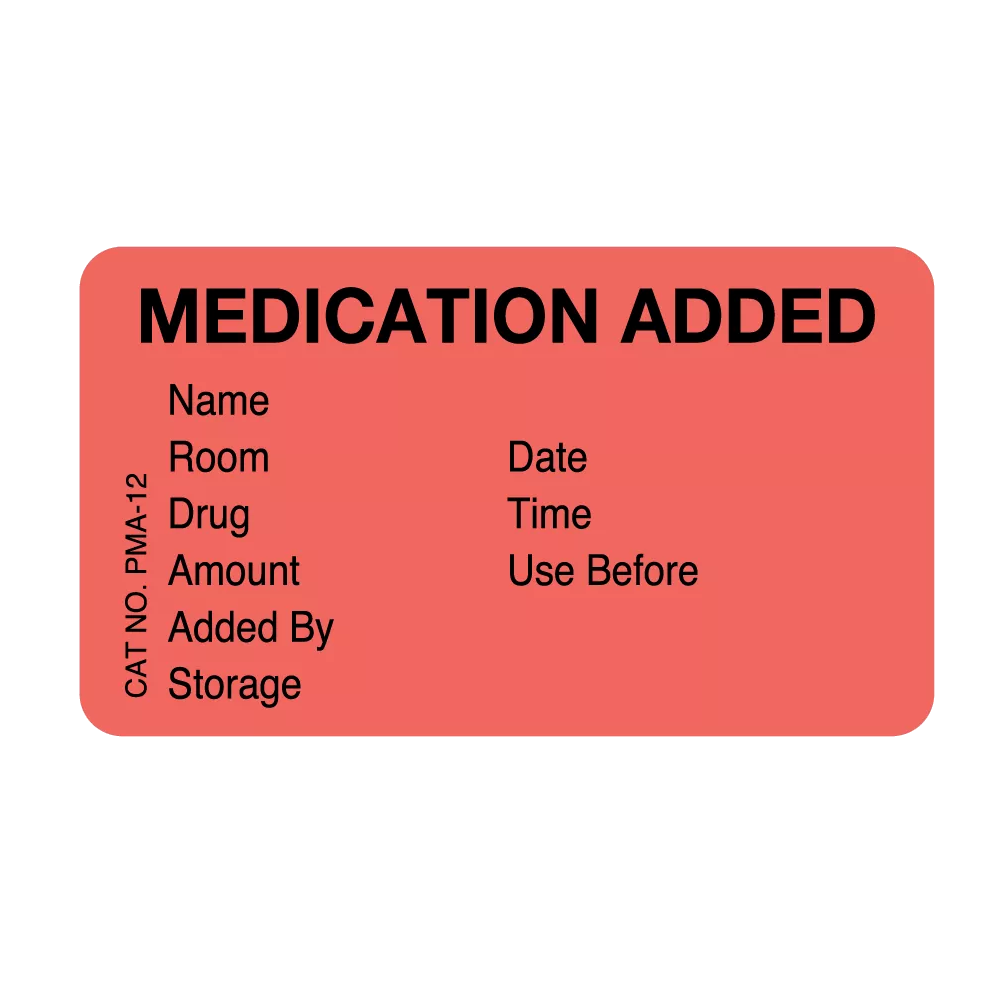 Label, Medication Added Name, Room, Date, Drug, Time