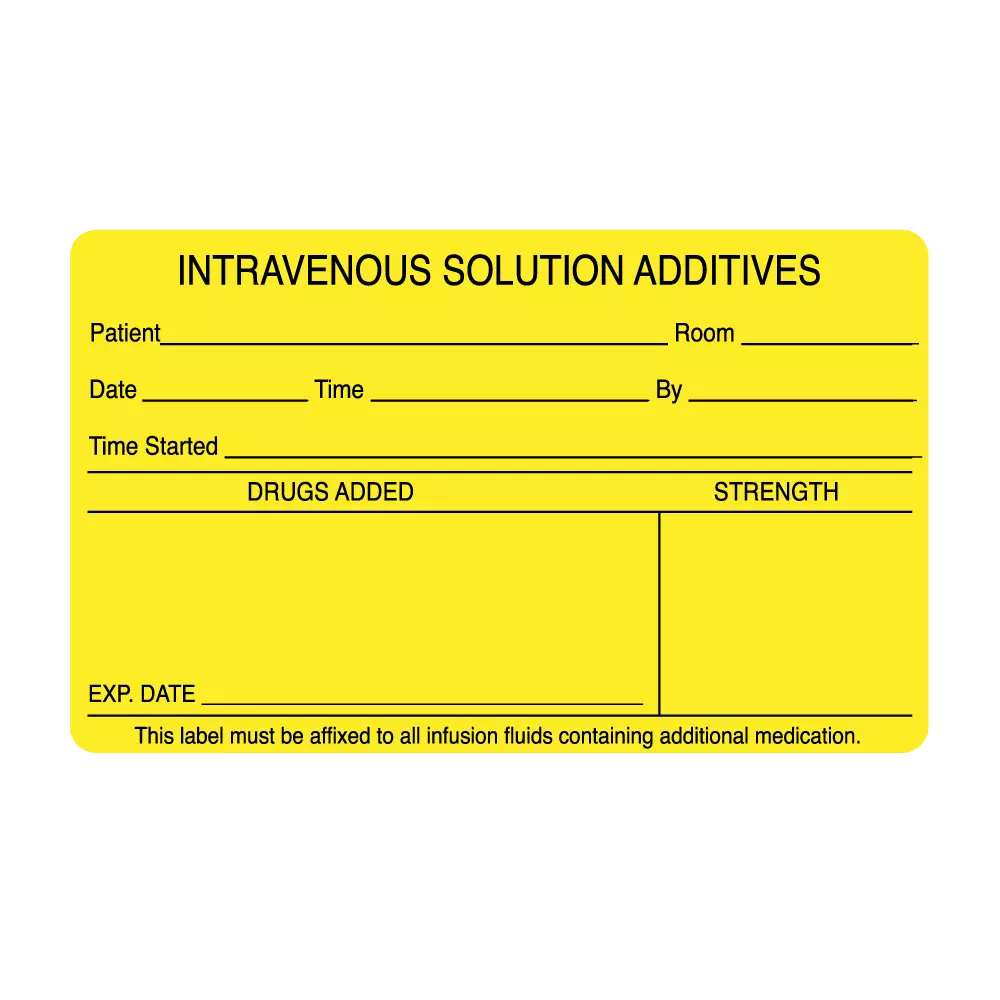 Label, Intravenous Solution Additives