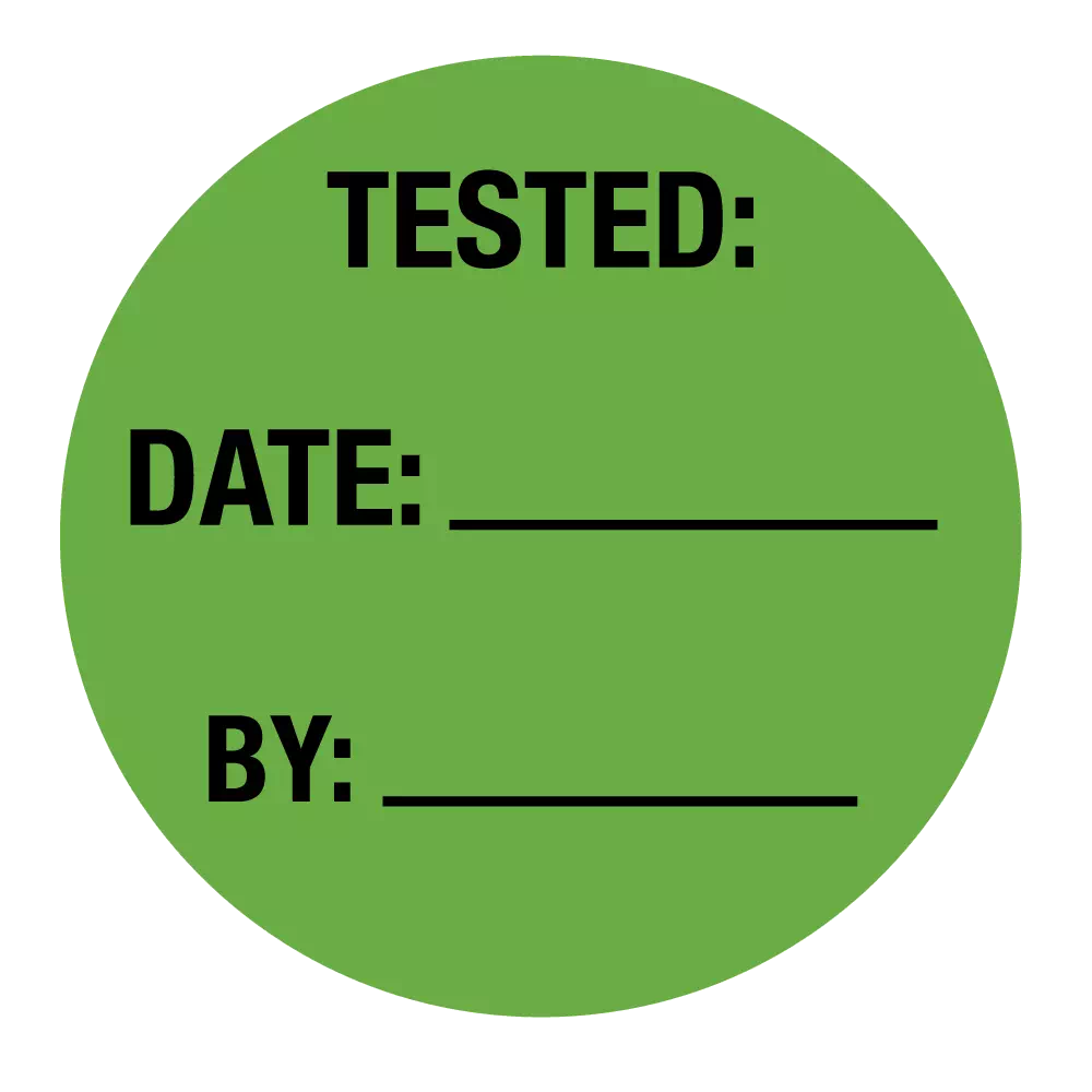 TESTED LABEL - 1" X 1" CIRCLE-GREEN