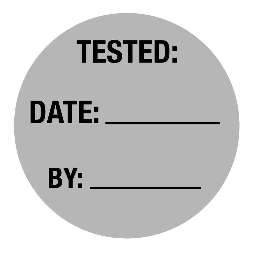 TESTED LABEL - 1" X 1" CIRCLE-SILVER