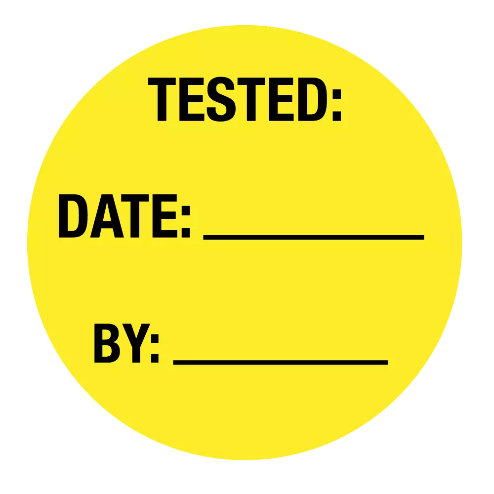 TESTED LABEL - 1" X 1" CIRCLE-YELLOW