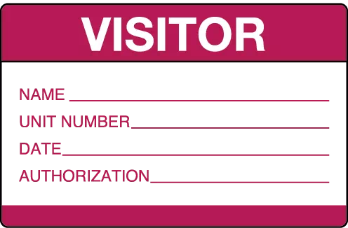 Visitor Pass - Name Unit Number Date