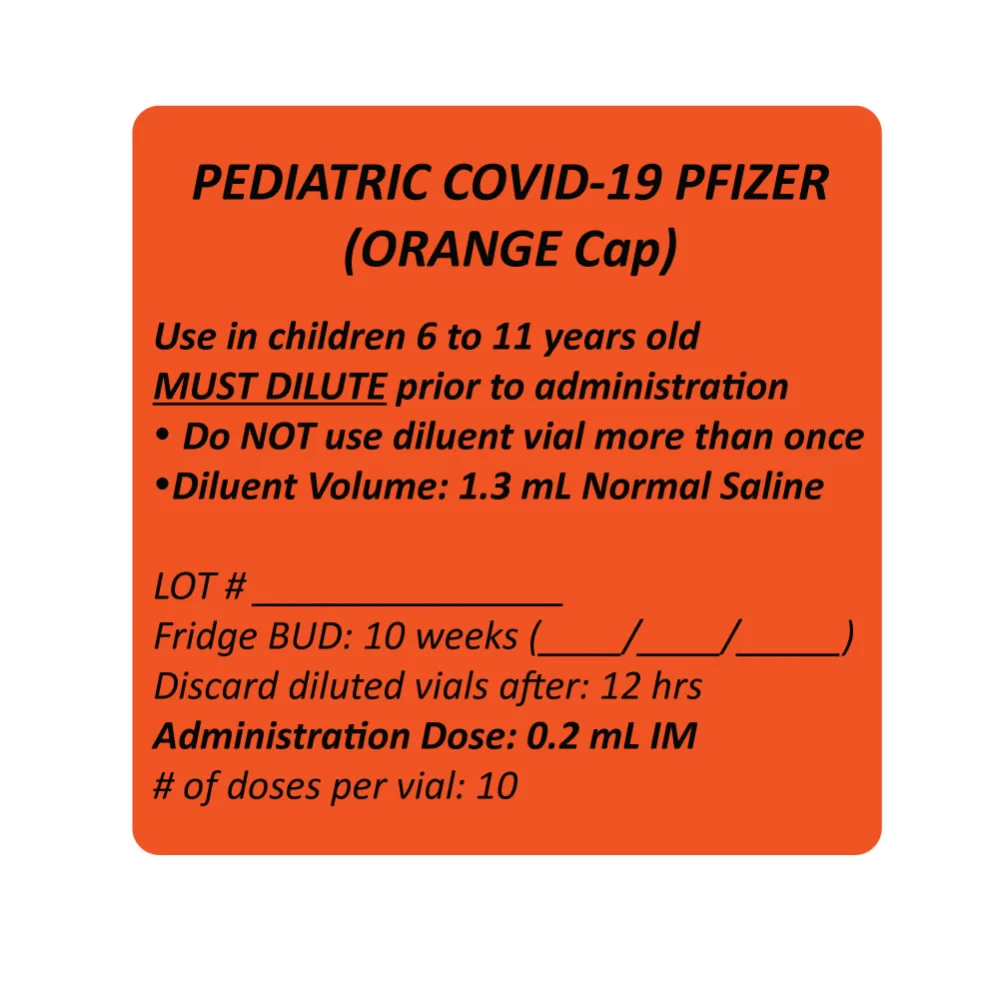 Vaccine Storage Label, Pediatric COVID-19 Pfi