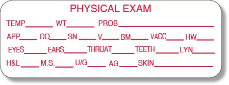 Physical Exam Label