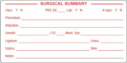 Label, Surgical Summary Vacc Y/N - White w/ Red