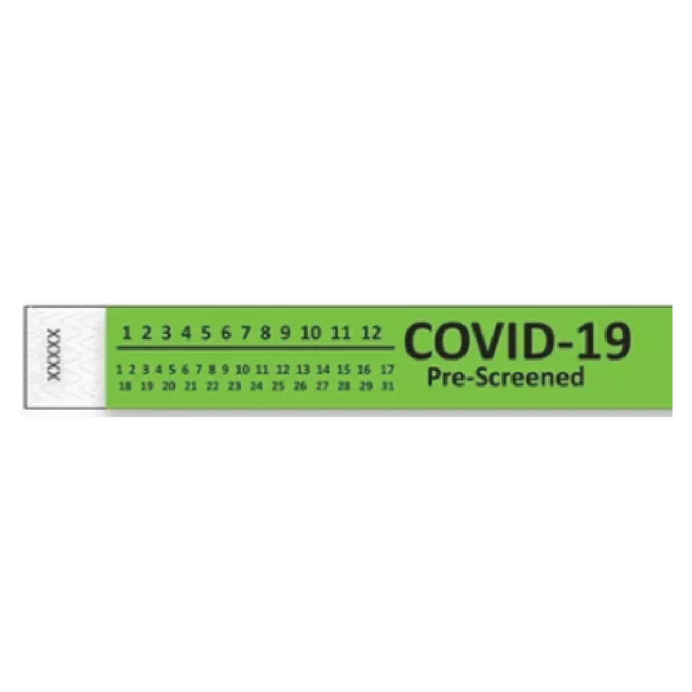 1" COVID 19 Pre-Screened Tyvek Wristbands
