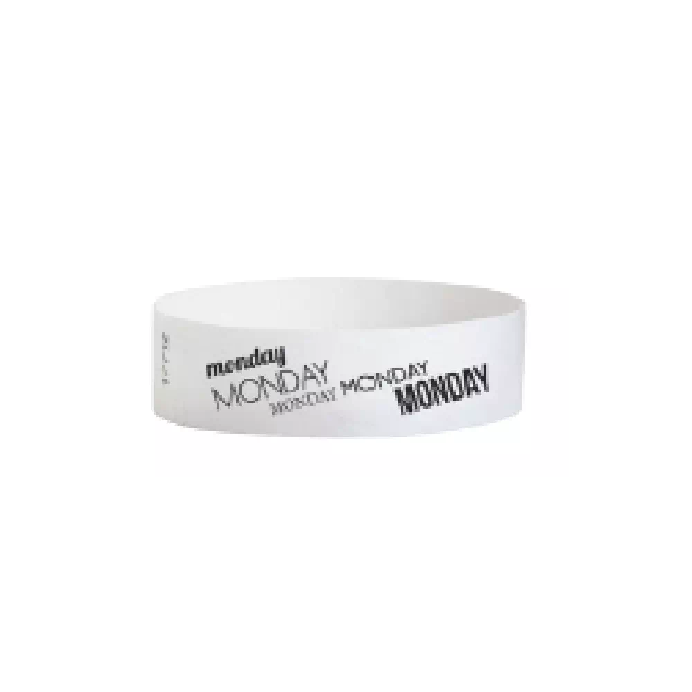 3/4" Days of the Week Tyvek Wristbands - MONDAY