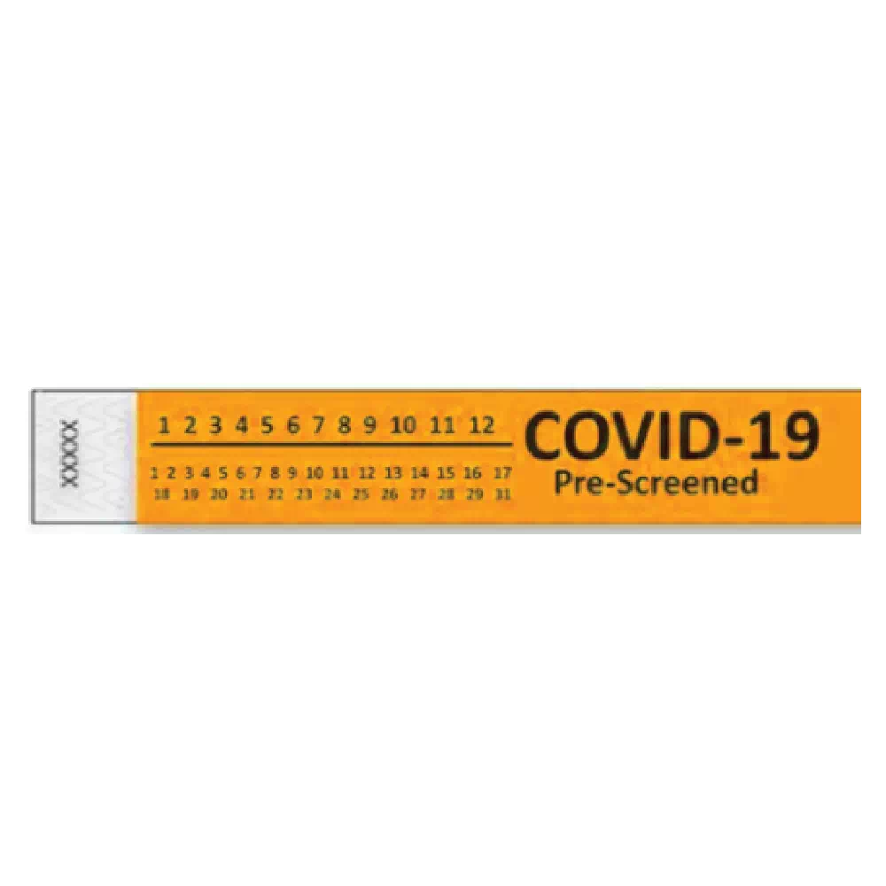 3/4" COVID 19 Pre-Screened Tyvek Wristbands