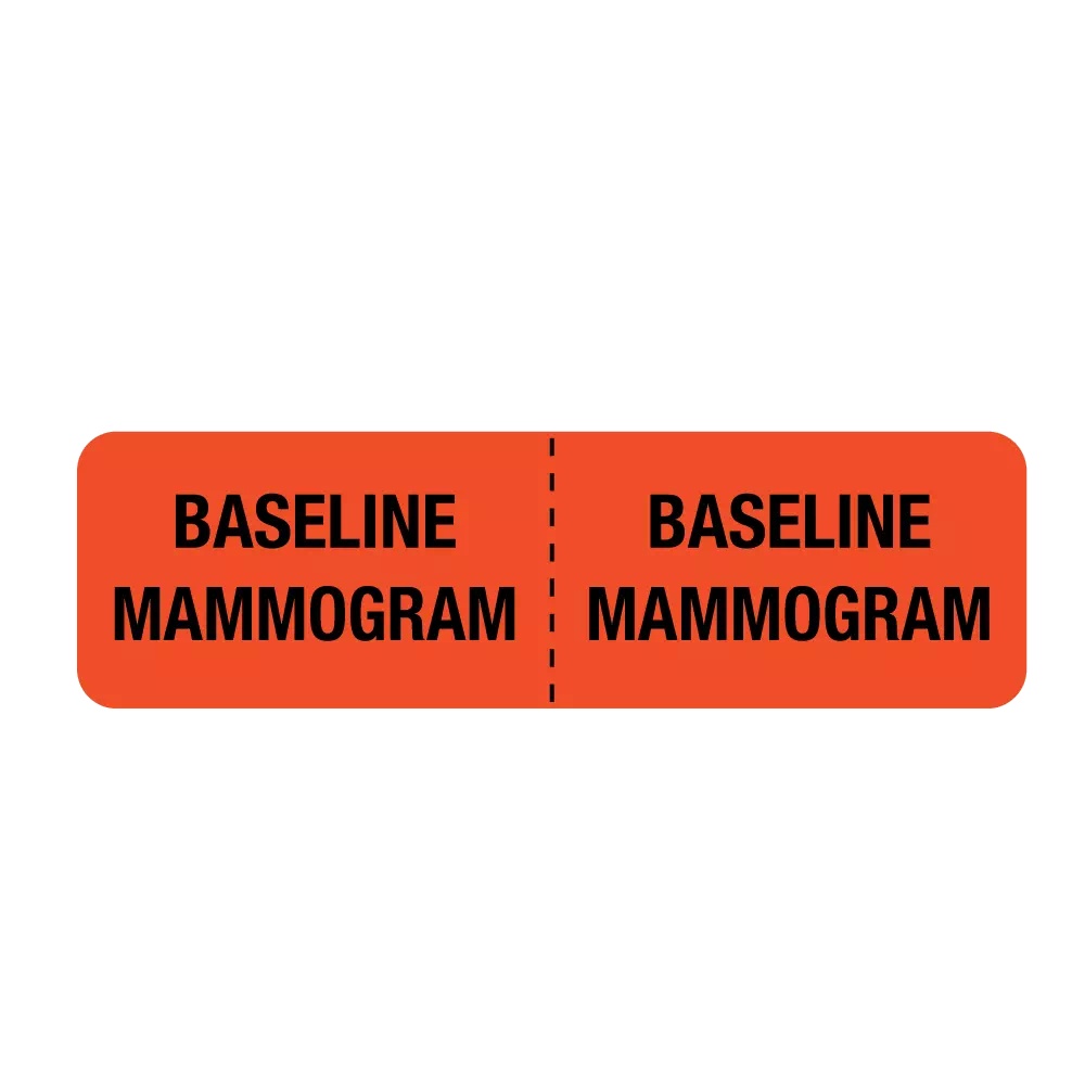 7/8" x 3" Red Baseline Mammogram Mammography Label